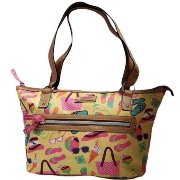 Lily Bloom Bag Summer Beach Flip Flops Balls Tote Shoulder Handbag Purse Women's - Picture 2 of 15